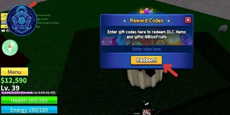 Lưu ý nhập code Blox Fruit