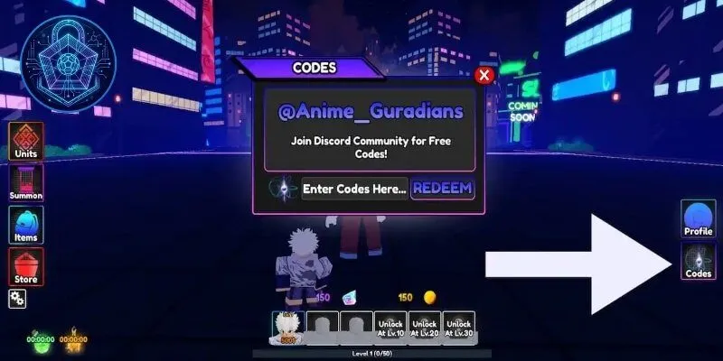 Quy trình 4 bước nhập Code Anime Guardians