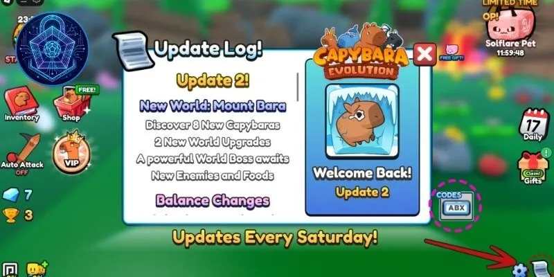 Tổng hợp code Capybara Evolution mới 2026