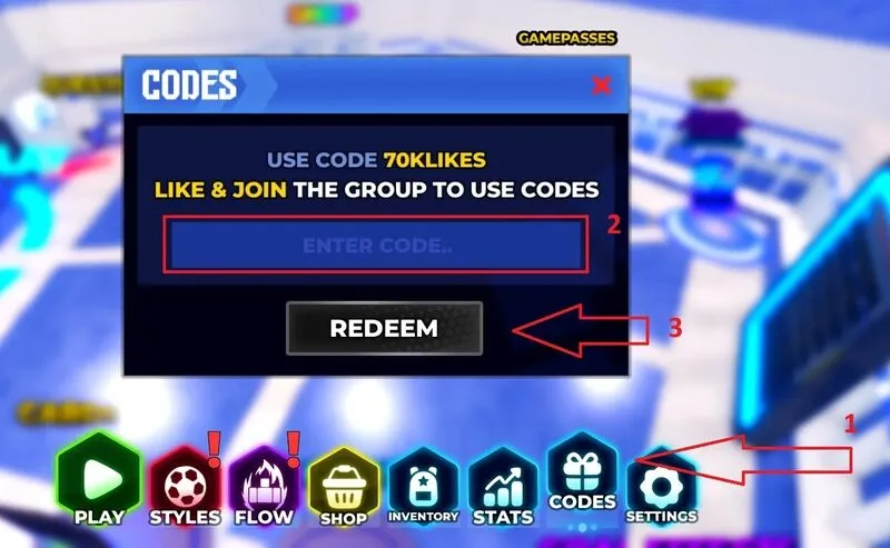 vào game Blue Lock Rivals và chọn Code